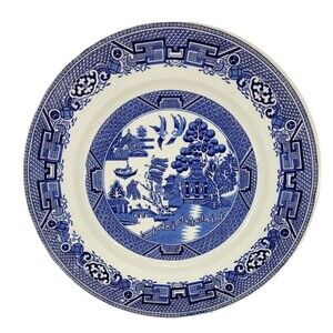 Antique Ridgway Willow North Staffordshire Blue White Plate Lawley England